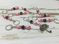 Pink Umbrella Stitch Marker Set , stitch markers - Jill's Beaded Knit Bits, Jill's Beaded Knit Bits
 - 6