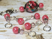 Watermelon Pink Stitch Markers & Matching Clip Holder , Stitch Markers - Jill's Beaded Knit Bits, Jill's Beaded Knit Bits
 - 9