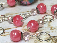 Watermelon Pink Stitch Markers & Matching Clip Holder , Stitch Markers - Jill's Beaded Knit Bits, Jill's Beaded Knit Bits
 - 2