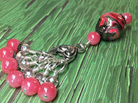 Watermelon Pink Stitch Markers & Matching Clip Holder , Stitch Markers - Jill's Beaded Knit Bits, Jill's Beaded Knit Bits
 - 3
