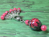Watermelon Pink Stitch Markers & Matching Clip Holder , Stitch Markers - Jill's Beaded Knit Bits, Jill's Beaded Knit Bits
 - 4