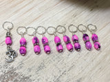 Pink Yoga Stitch Marker Set- Snag Free , stitch markers - Jill's Beaded Knit Bits, Jill's Beaded Knit Bits
 - 8